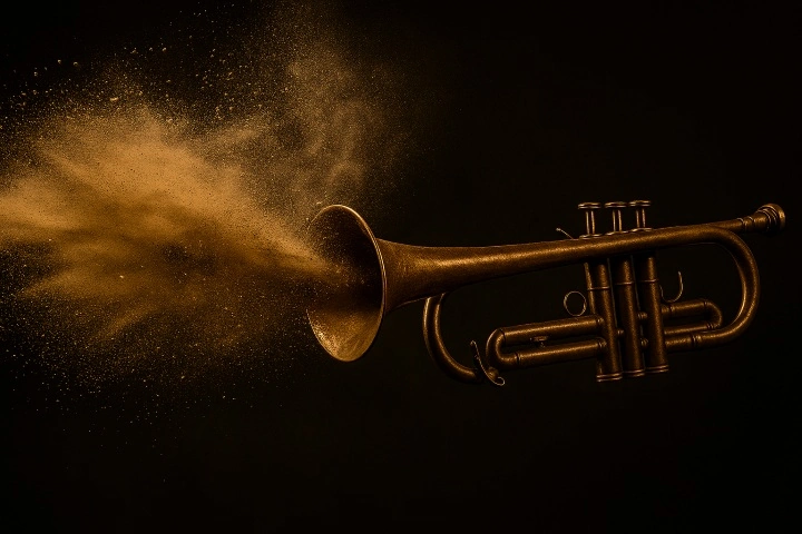 trumpet blows dust